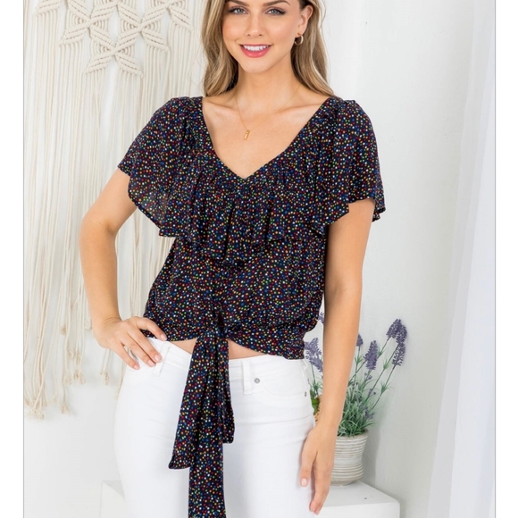 ILLA ILLA Boho Chic Navy Blue Stars Top - Picture 6 of 6